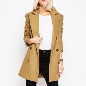 ASOS Peacoat with Double Breast in Wool Mix